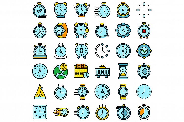 Stopwatch icons set vector flat example image 1