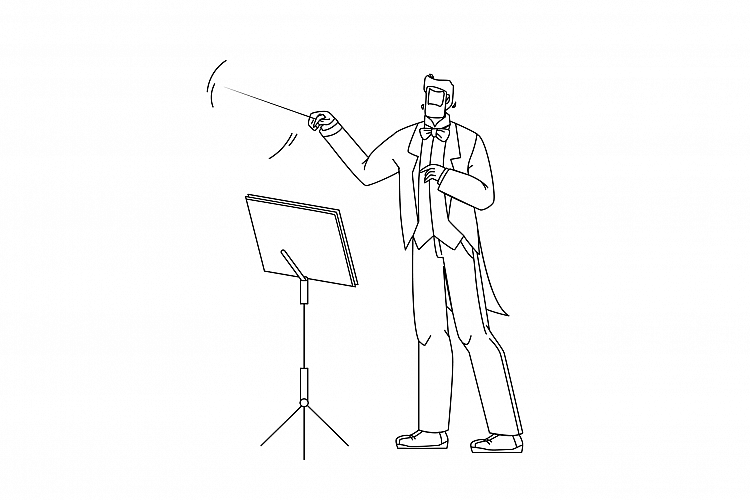 Music Conductor Man Conducting Orchestra Vector Illustration example image 1