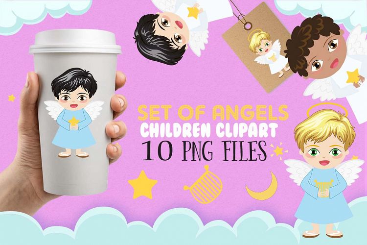 Angels BOYS clipart, angel  clipart, Star clipart, baby angel clipart, heaven clipart, Digital Clipart Set