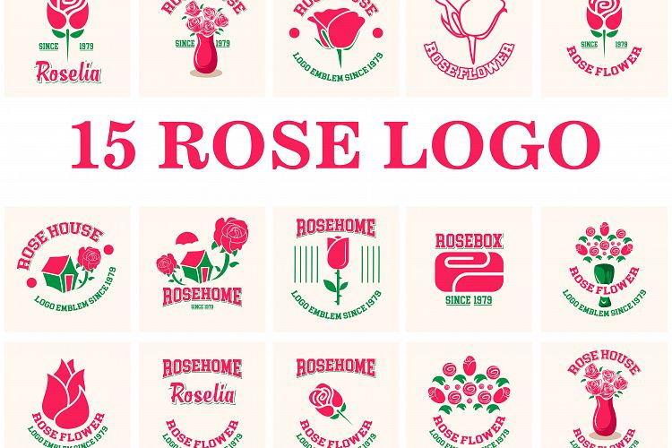 Set Rose Logo Emblem
