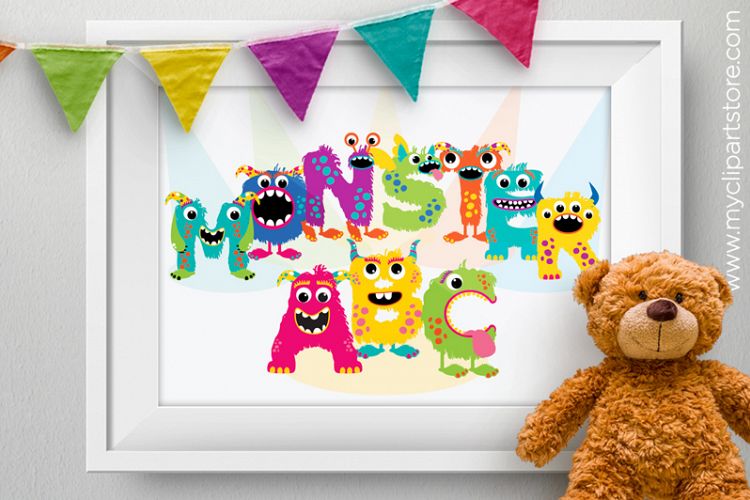 Monster Alphabet Clipart, ABC Letters - Vector Clipart