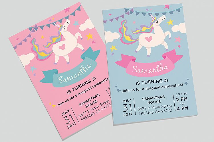 Unicorn Birthday Party Invitation