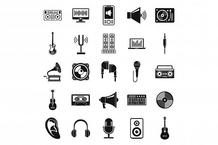 Acoustics tools icons set, simple style example image 1