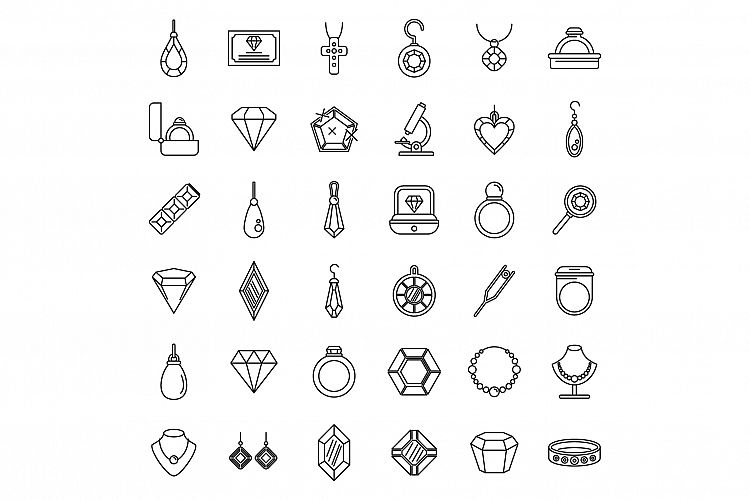 Jeweler gem icons set, outline style example image 1