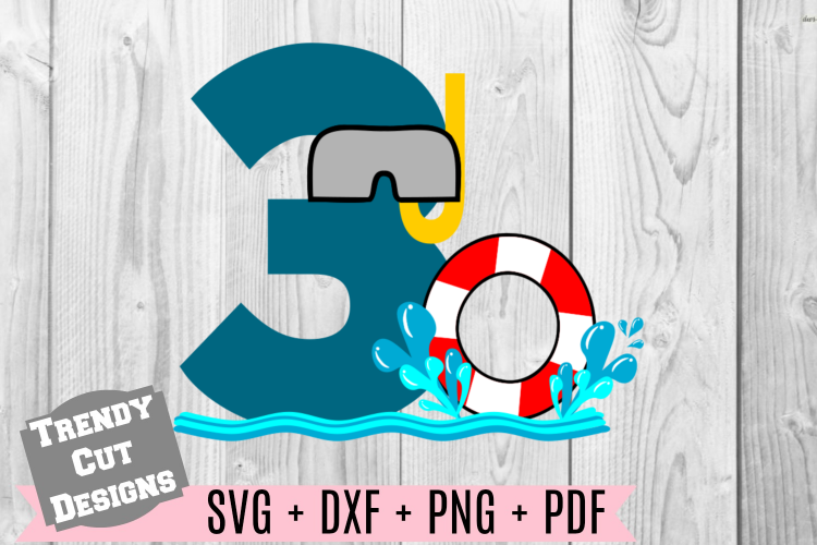 Pool Party Number 3rd Birthday SVG