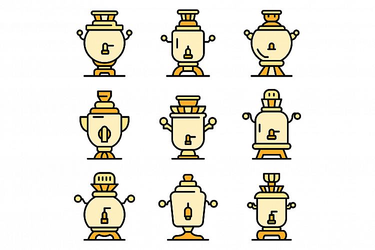 Samovar icons vector flat example image 1