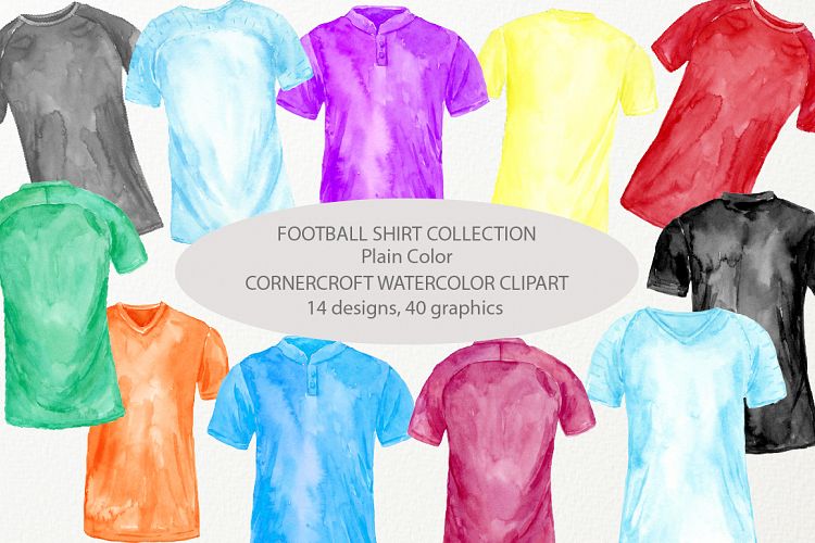 Watercolour football shirt in plain color, soccer shirt clipart 