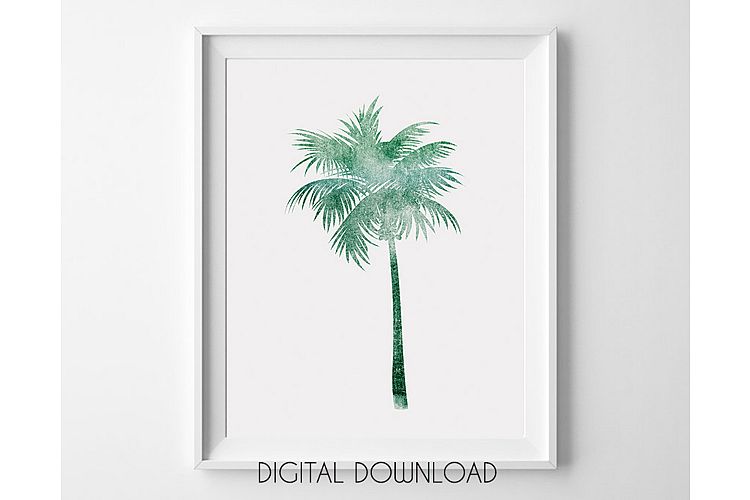 Palm Tree Printable Wall Art, Green Palm Tree Poster