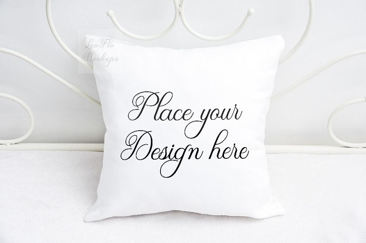 White pillow mock up cushion template mockup on blanket