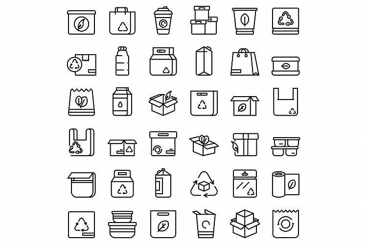 Eco packaging icons set, outline style example image 1