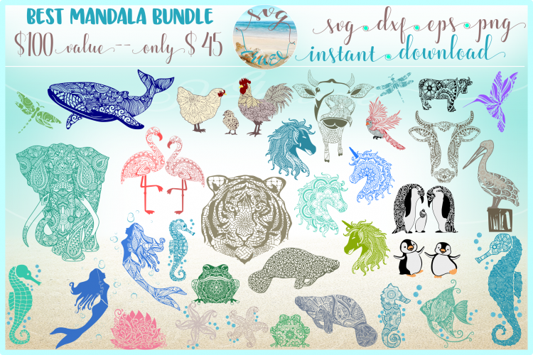 BEST MANDALA SVG Bundle Animal Svg Bundle Zentangle Bundle