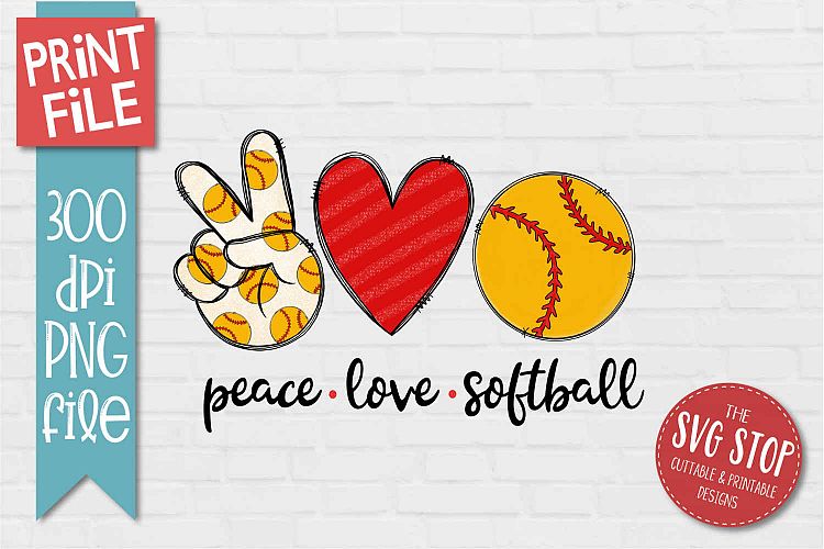 Download Peace Love Softball Sublimation Design PNG