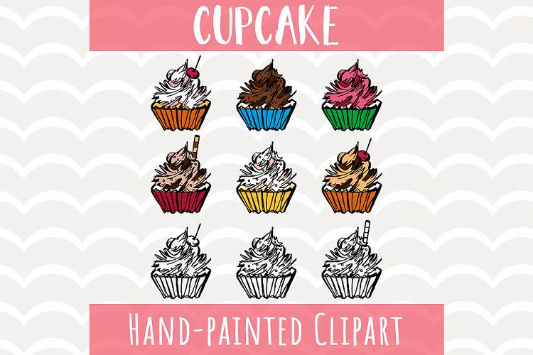 Cupcakes Clipart Set, Pastel Cupcakes, Digital Clip Art