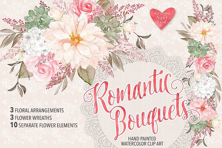 Watercolor Rose Romantic Garden clipart