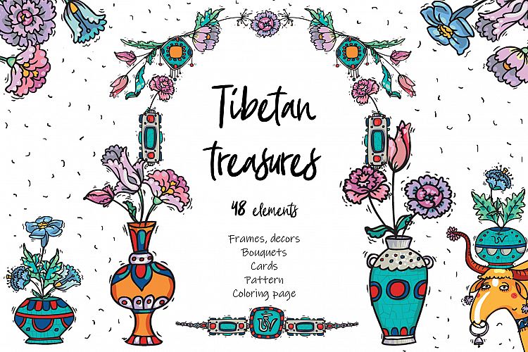 Tibetan Treasures oriental clip-art