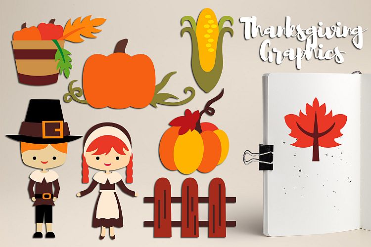 Thanksgiving Memory, Pumpkins Autumn Leaves Clipart