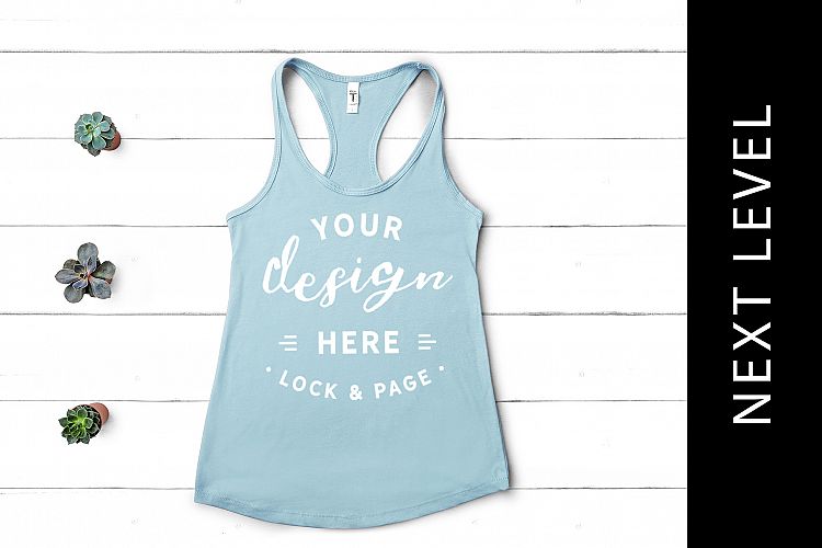 Blue Cancun Next Level 1533 Tank Top Mockup Racerback Vest
