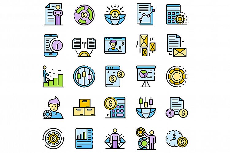 Estimator icons set line color vector example image 1