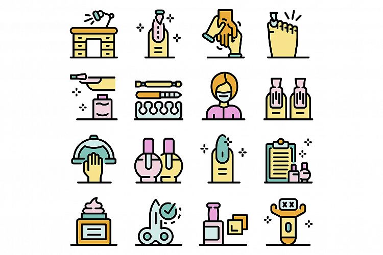 Manicurist icons set vector flat example image 1