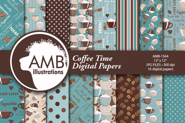 Coffee and friends in teal papers AMB-1564
