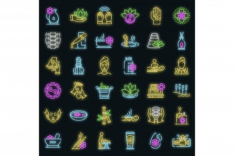 Massage icons set vector neon example image 1