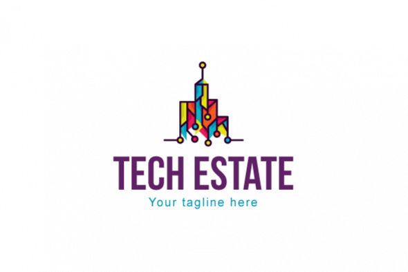 Tech Estate -  High Profile Property Projects Real Estate Stock Logo Template for Engineering & Builder Groups