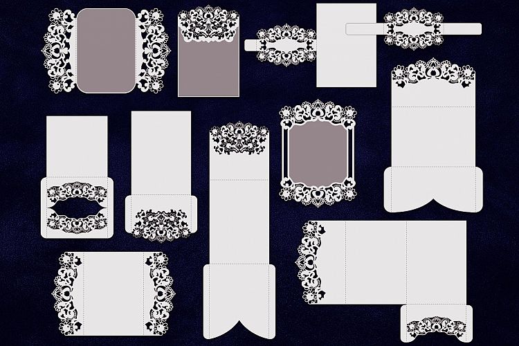 Bundle big set wedding invitations svg laser cut templates