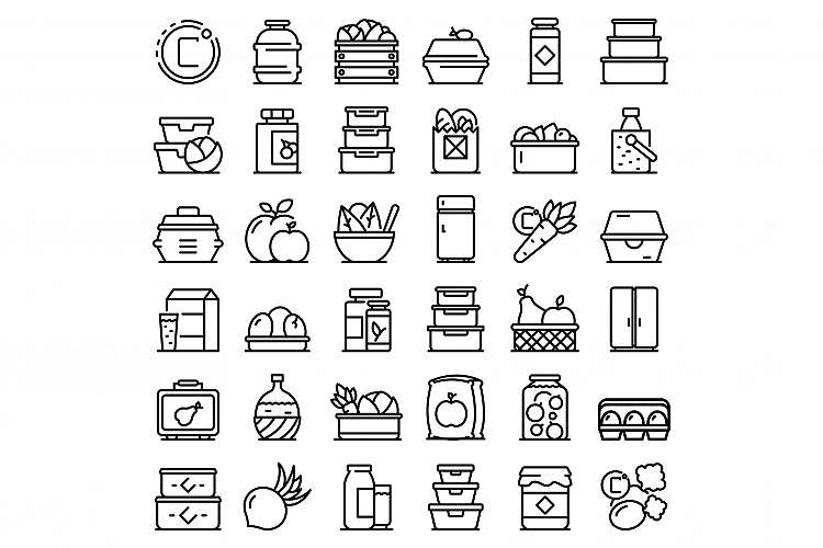 Food storage icons set, outline style example image 1