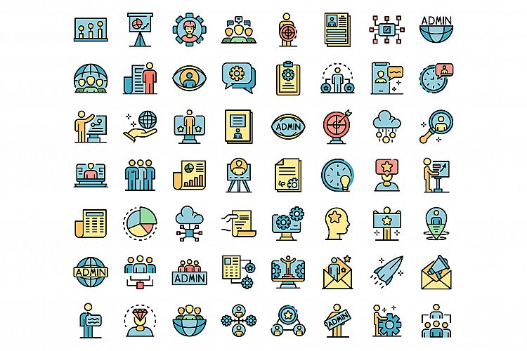 IT administrator icons set vector flat