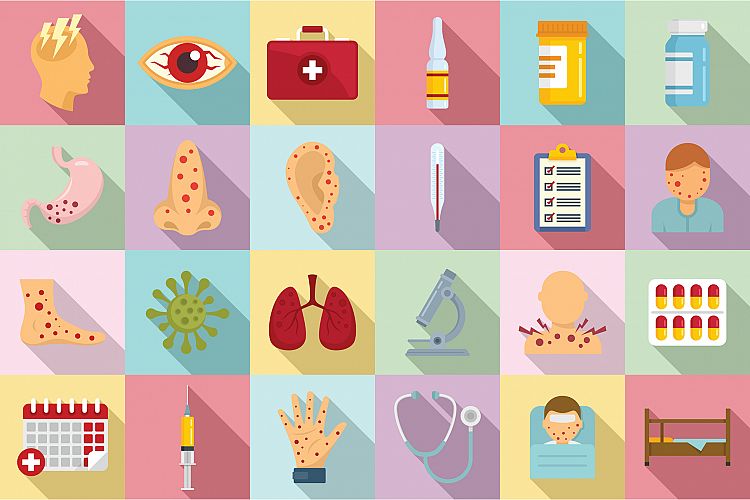 Measles icons set, flat style example image 1