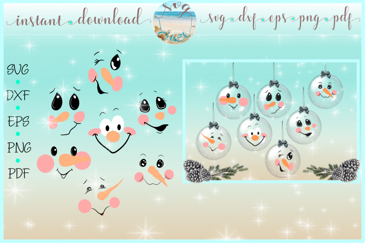 Free Snowman Face Bundle SVG Dxf Eps Png PDF Files for Cricut