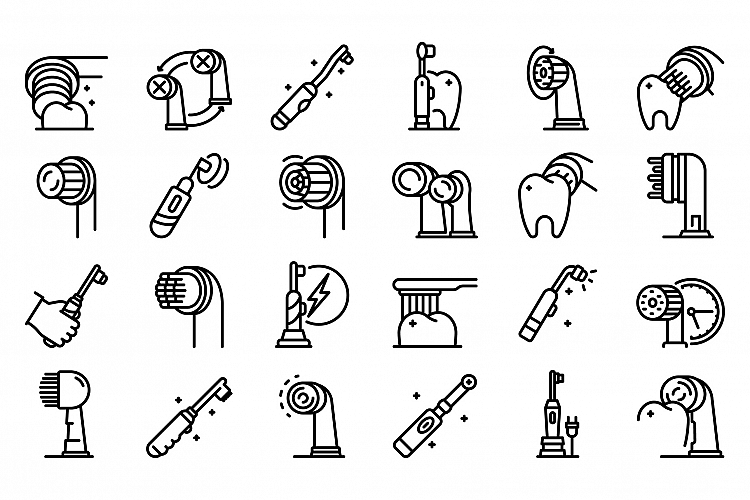 Electric toothbrush icons set, outline style example image 1