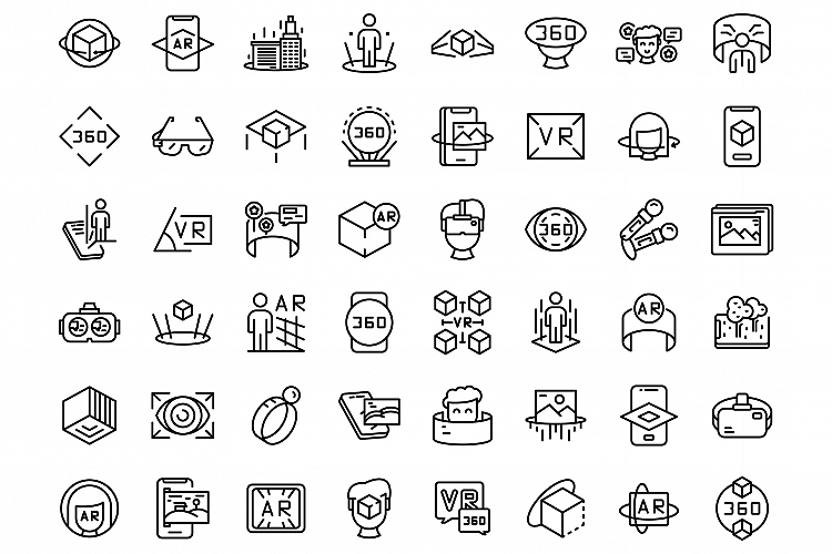 Augmented reality icons set, outline style example image 1