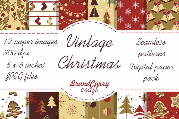 Vintage Christmas Digital Papers