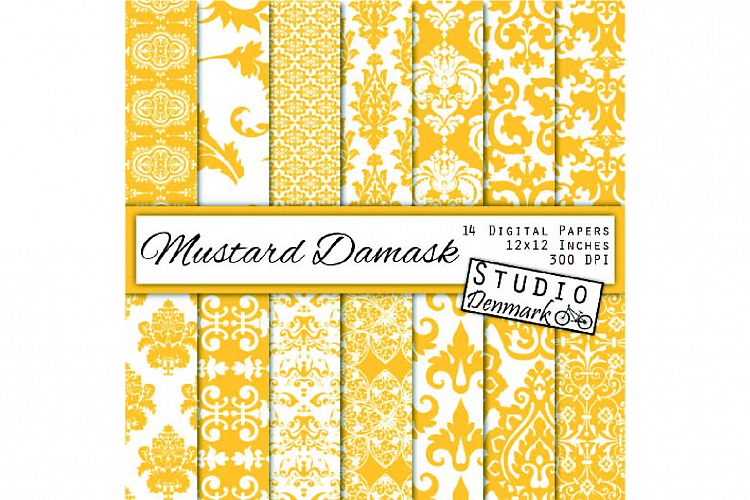 Yellow damask digital paper