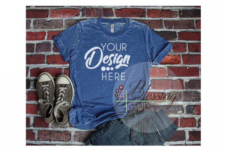 Bella Canvas 3650 Mockup Royal Blue Acid Wash Unisex Tshirt