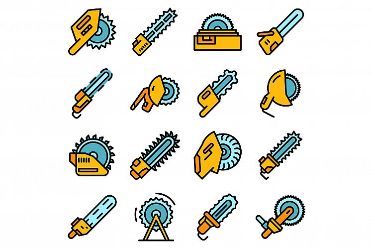 Electric saw icons set vector flat example image 1