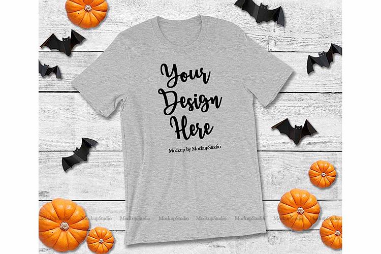 Halloween Heather GrayT-Shirt Mock Up Fall Bella Canvas 3001