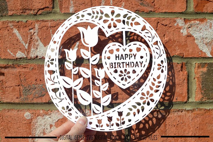 Happy Birthday paper cut SVG / DXF / EPS files