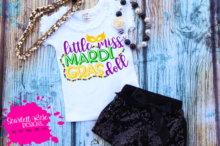 Little Miss Mardi Gras Doll SVG