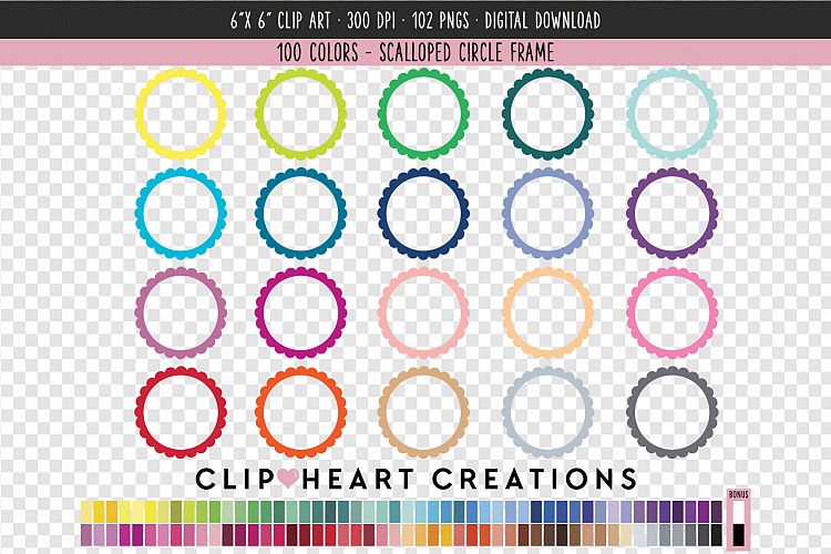 Scalloped Circle Frame Clip Art - 100 Clip Art Graphics