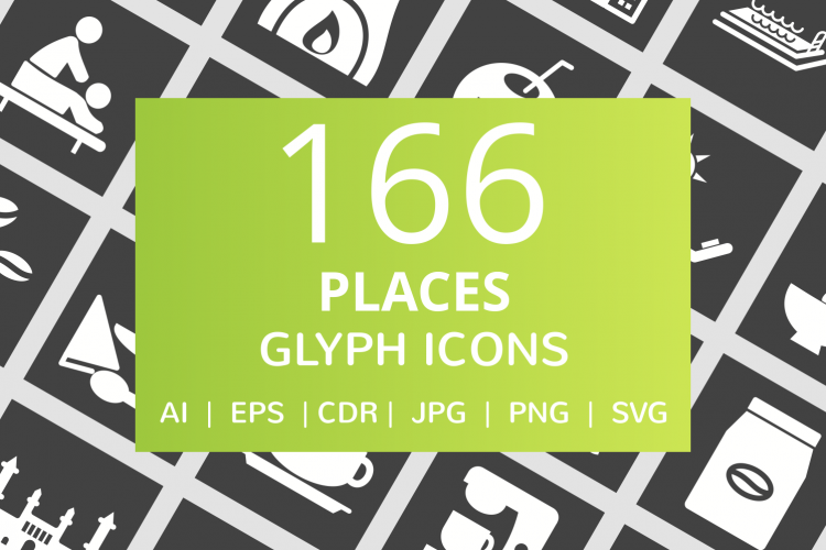 166 Places Glyph Inverted Icons