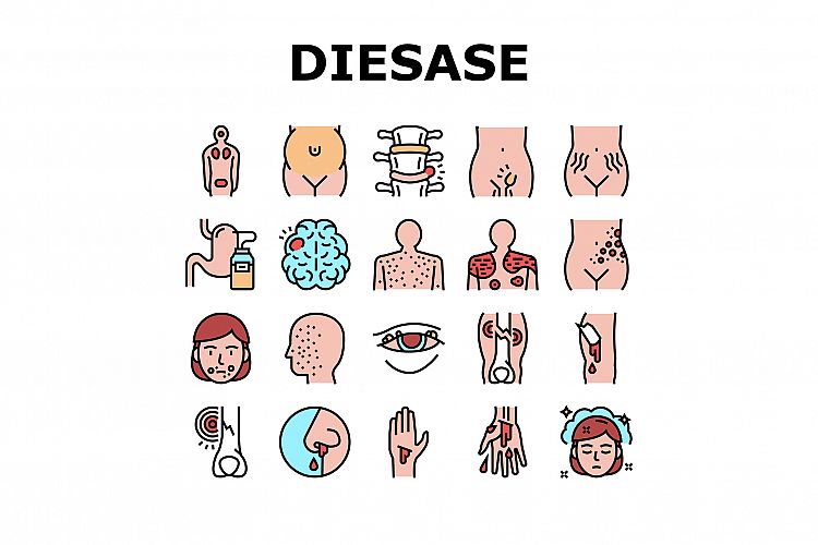 Disease Health Problem Collection Icons Set Vector example image 1