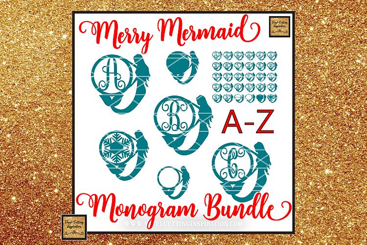Mermaid Monogram Bundle, Christmas SVG, Monogram Svg files