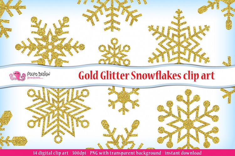Gold Glitter Snowflakes clipart