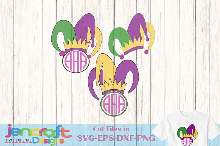 Mardi Gras Jester Hat Monogram Frame SVG Bundle