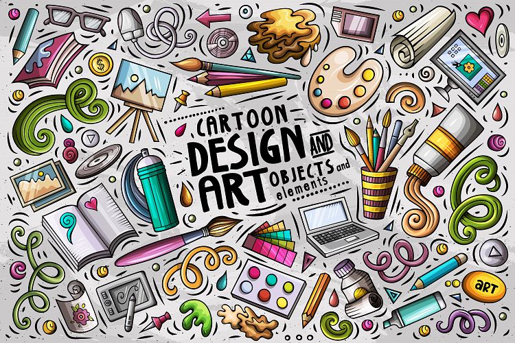 Design & Art Cartoon Objects Set