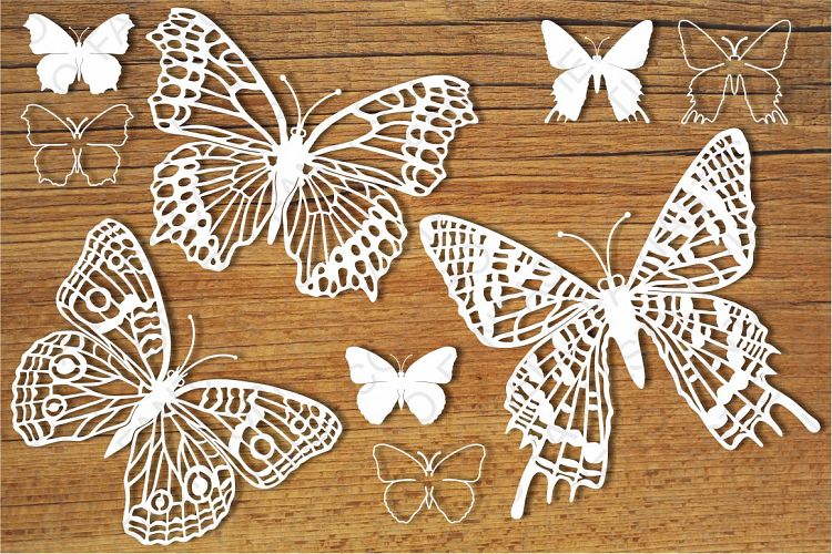 Butterflies (set 5) SVG files for Silhouette Cameo and Cricut. Butterflies clipart PNG transparent included.