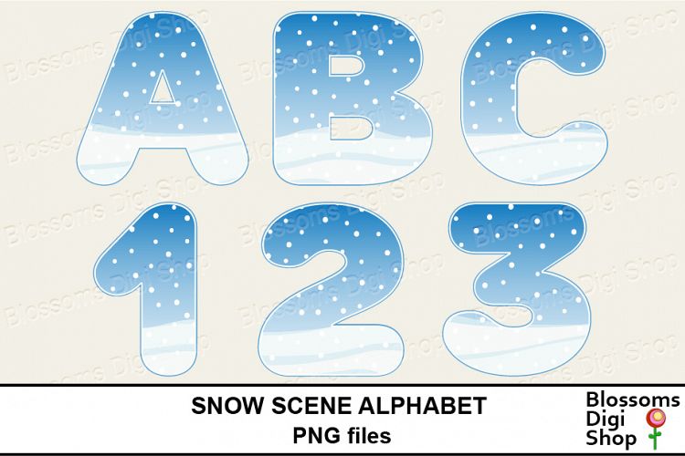 Snow Scene Alphabet Clipart