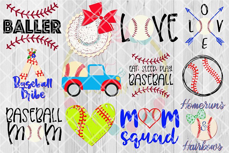 Baseball/Softball SVG Bundle V.1 - 12 Designs SVG DXF PNG